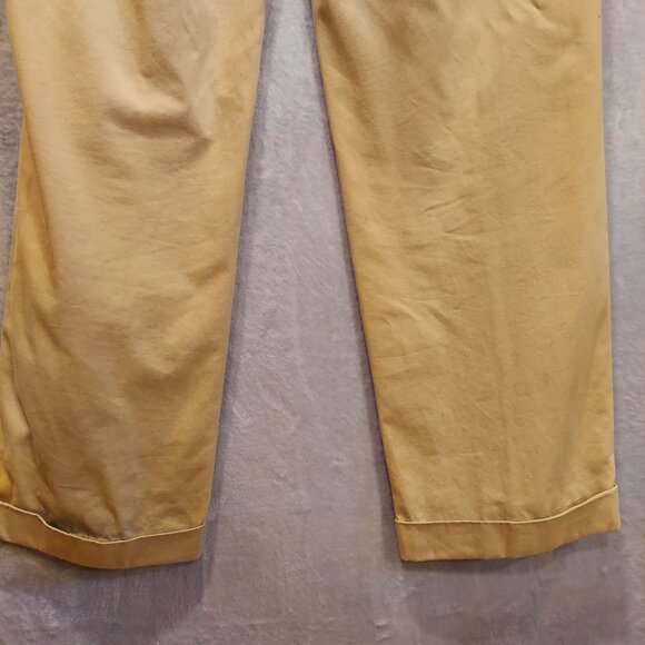 Nautica Mens 38Wx32L Tan cuffed Pleated trouser pants high rise Cotton Career - Picture 4 of 11